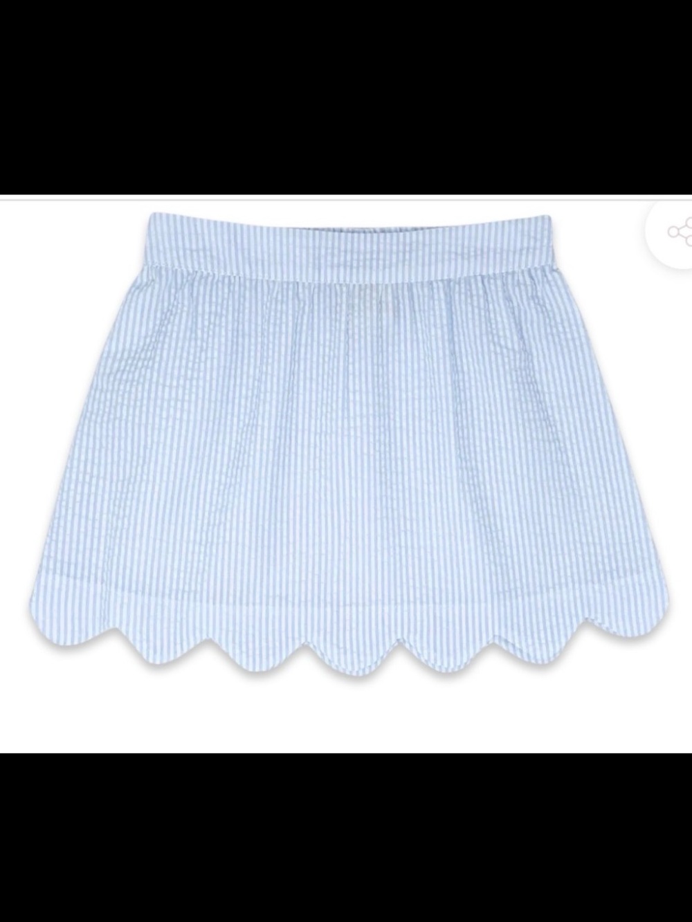Freestyle Revolution Blue & White Striped Seersucker Scallop Hem Skirt